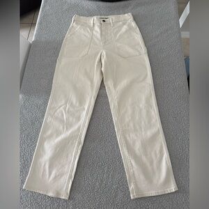 Lands' End Women Cream Straight-Leg Workwear Pants Size 8
